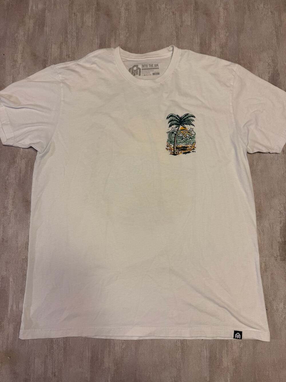 INTO THE AM Palm Tree Sunset Graphic T-Shirt White Size XL